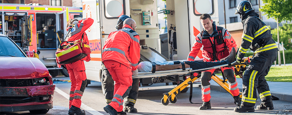 Accident scene showing the importance of having a medical ID card on you for first responders.
